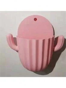 1pc Cactus Wall Mounted Storage Tube, Hole-Free Wall Hanging Phone/Remote Control Organizer, Bathroom Toothbrush & Toothpaste Holder - Multicolor - View 8