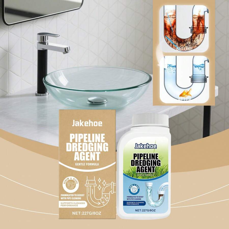 Limpiador de tuberías, ingredientes activos, desatasca desagües, desodoriza, previene obstrucciones, mantiene la limpieza; limpiador de desagües esencial para uso diario - En polvo - Ver 1