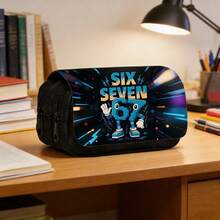 67 Styles Double-Deck Pencil Case, Made Of Polyester Fabric, Large Capacity For Stationery Storage. Size: 21cm X 11cm. Cartoon Pattern, Lightweight And Practical, Double-Deck Flip Design, Unisex Style, Suitable For Students, Event Organizers, Daily Use - A - View 1