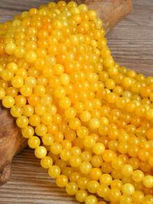 38cm Yellow Natural Stone Beads - Glossy Round Yellow Jade Loose Beads, Suitable For DIY Jewellery Making, Bohemian-Style Necklace, Bracelet And Earring Components (About 92/60/46/36pcs Beads Per Strand), Bracelet Components|Vibrant Jewellery Beads | Smooth Textured Beads - Multicolor - View 7
