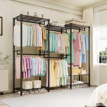 Heavy Duty Clothes Rack,Load 705LBS Garment Rack Portable Closet,Free Standing Closet Organizers With Adjustable Shelves, Hanging Rods For Home - Black 76.5"H X 67.6"L X 15.5"W - View 7