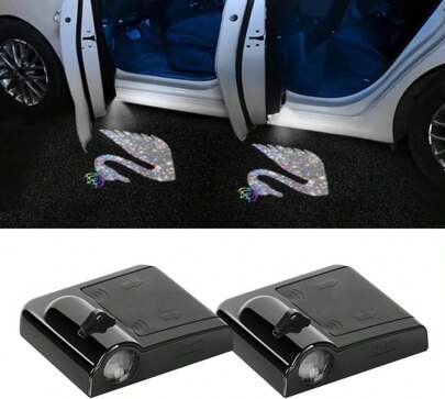Zufoty 2PCS Car Door Projector LightsCar Door LED Logo ProjectorWireless Courtesy LED LightCar Door Step Welcome LightsLED Car Welcome Light Ghost Shadow Light Universal For Cars Trucks SUVs (Swan)