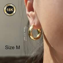 18K镀金不锈钢女士耳环，316L耳钩，低致敏性，优雅垂坠式时尚简约经典耳环，适合日常佩戴、节日、度假或派对等场合。 - 金色 - 查看 12