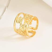 1pc Fashionable Luxury Floral Hollow Open Ring, Suitable For Women's Daily Wear - Gold - View 6