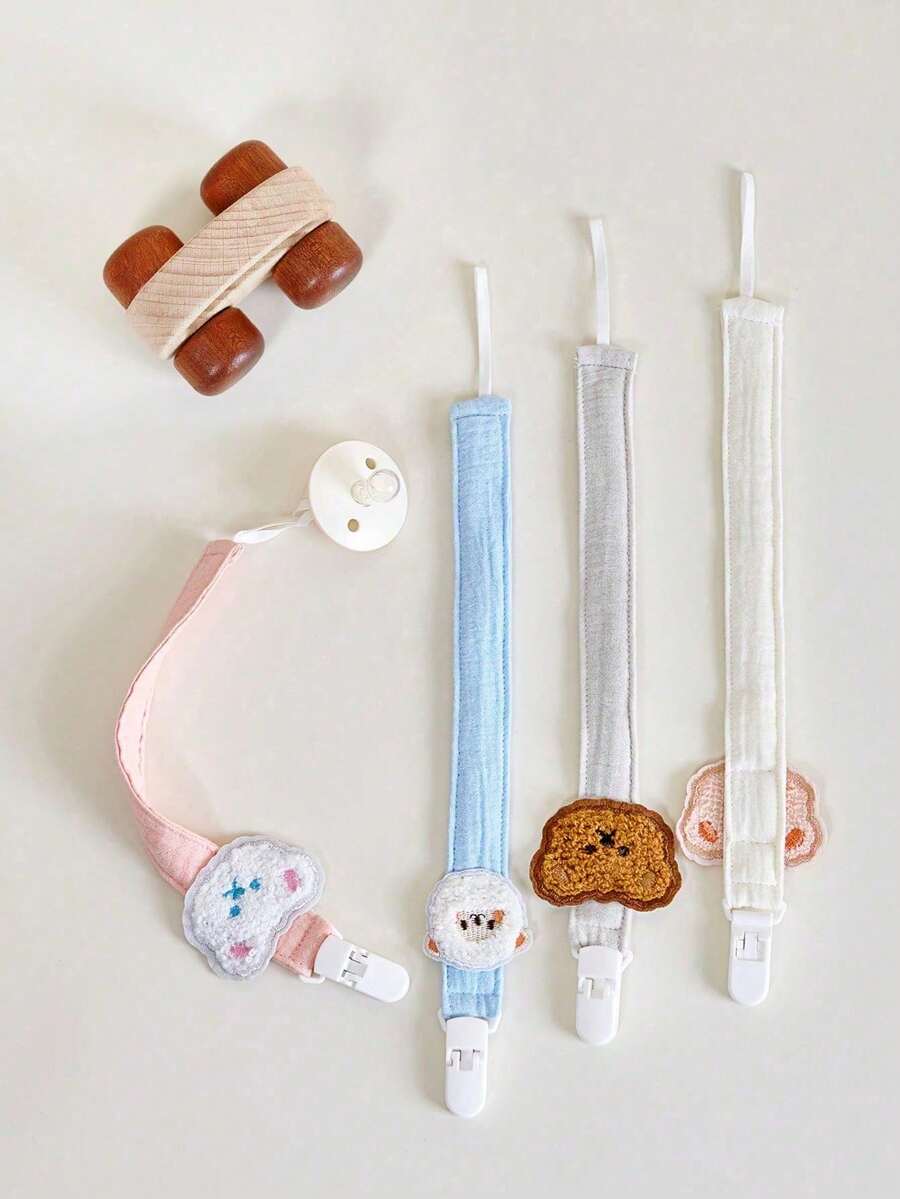 1pc Flat Cartoon Animal Baby Pacifier Clip, Teething Toy Leash, No Pacifier Included - Multicolor - View 1