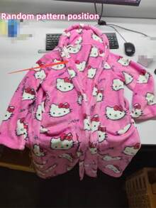 1pc Sanrio Women's Plush Robe, Cute & Elegant, Warm & Comfortable, Suitable For Autumn/Winter, Versatile - Multicolor - View 5
