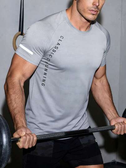 2 áo thun nam in chữ, thoáng khí, nhanh khô, mát mẻ, áo thun thể thao kiểu boyfriend thoải mái, có thể giặt, phù hợp cho phòng tập, chạy bộ ngoài trời và mặc hàng ngày.