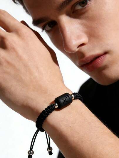 十二星座玻璃珠手工编织可调节男士手链