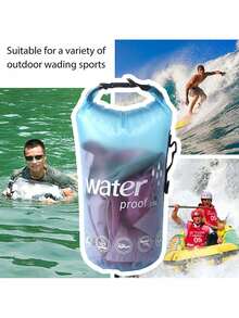 Premium Blue Roll Top Waterproof Backpack, PVC Mesh Storage Bag, Transparent Dry Sack For Hiking, Boating, Rafting, Beach, Swimming & Outdoor Travel - Baby Blue - View 2