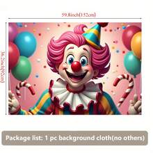 2D Flat, 1pc Clown With Balloons Backdrop Suitable For Party Decorations - Cheerful Clown Holding Balloons, Vibrant Wall Hanging Background Cloth For, Circus, Events, Clown Background For Party Decorations - 彩色 - 查看 4