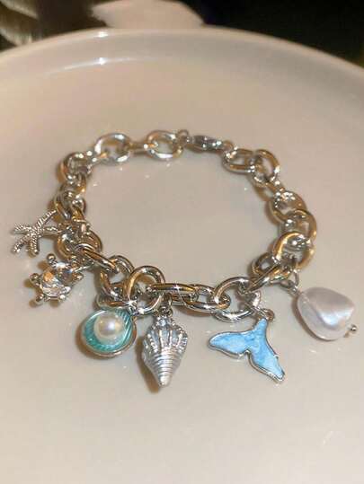 1 pieza Elegante pulsera con colgante de corazón plateado que no se desvanece, perfecta para el Día de San Valentín, aniversario y uso diario de moda