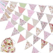 12M/40Ft Triangle Bunting Banner 42 Pcs Multicolored Fabric Flags Burlap Pennant Banner Flags Garlands For Wedding Birthday Party Outdoor Festival Hanging Decoration C - C - 查看 7