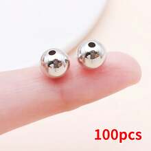 100pcs Metal Beads Set Golden, Rose Gold & Silvery Round, Heart, Star, Square Hoop Spacer Beads For DIY Bracelet, Necklace & Earring Jewelry Making - Multicolor - View 21