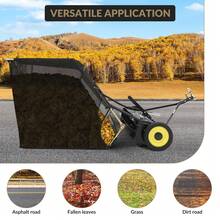 Barredora de césped 9 en 1 con remolcador, recogedor de follaje y césped de 112 cm, 25 pies cúbicos de gran capacidad, duradera y con altura ajustable, plegable para tractor y cortacésped. - Negro - Ver 3