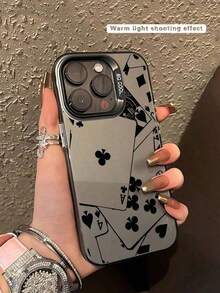 1pc Black Poker Card Pattern Personalized Mobile Phone Case Compatible With Apple 16, 15, 14, 13, 12, 11 Pro Max, Also For Series Waterproof Shockproof Anti-Fall Scratch Resistant-For-Your-New- - 1pc - 查看 7