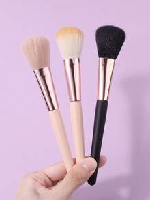 3pcs Soft Non-Stick Powder Blush Brush, Diffuser Brush, Setting Brush, Contour Brush, Multi-Functional Makeup Brushes - Multicolor - View 6