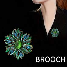 1/10 Classic Alloy Glass Brooches In Vintage Colors Luxe Temperament Lady Shawl Coat Brooches Accessories - Rose Red - View 15