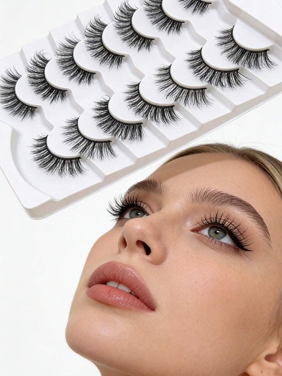 7对假睫毛，采用柔软的仿貂毛制成。它们适合作为日常妆容的自然美妆工具。 - 彩色 - 查看 1