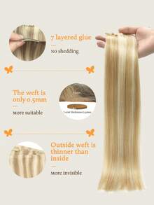 DOORES Extensiones de Cabello Invisible Sin Costuras con Clips, 130g-150g, 7 Piezas, Reflejos Dorado Profundo, Cabello Natural Rubio Blanqueado, Extensiones de Cabello Remy Recto con Clips Invisibles de PU, Estilizables - S18A/613A - Ver 4
