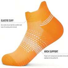 6双装男女通用加厚跑步袜，男士减震运动袜，适合跑步、健身和徒步旅行 - 透气运动设计 - 彩色 - 查看 4