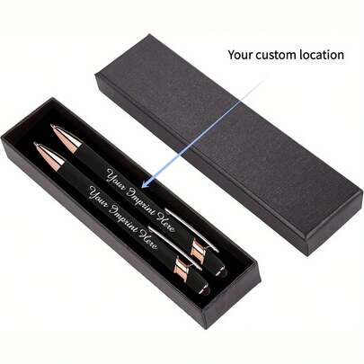 Personalized Pen Gift Set - 2pcs Multi-Color Soft Metal Pens With Gift Box - Luxury Engraved Ballpoint Pen, Suitable For Men And Women, Ideal For Party, Wedding And Event Gifts