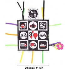 Libro Suave, Libro de Tela Infantil de Alto Contraste en Y Negro con Mordedor de Espejo, Juguete Educativo, de Cumpleaños(Transporte),40964616 - Celeste - Ver 2