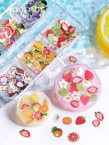 1盒水果系列木浆树脂摇摇模具填充物，橙子、西瓜、草莓形状切片，环氧树脂填充配件，手工礼品钥匙扣吊坠制作，情人节和春季礼物 - 彩色 - 查看 6