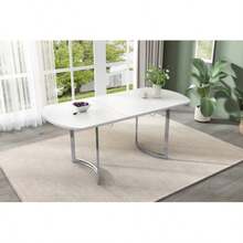 Extendable Dining Table 140/180 X 80 Cm, Telescopic Length 180 Cm, Silver Metal Table Legs, Modern Style, High-Strength Alloy Frame, Ideal For 4-6 People, White With Silver Table Legs
