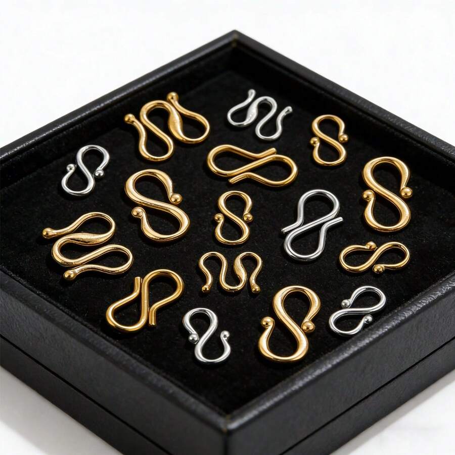 10/20 peças Fivela Conectora em S de Aço Inoxidável 304 para Artesanato DIY, Adequada para Fabricação de Colares e Pulseiras - B-Prata - Visão 1