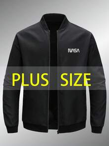 男士大码轻薄夹克 - 休闲街头风，舒适宽松版型，四季皆宜的百搭外套 - 黑色 - 查看 1