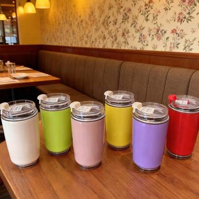 1pc Minimalist Stainless Steel Water Bottle, Smooth Body Insulated Leak-Proof Vacuum Flask, Enjoy Water, Iced Drinks, Tea Or Coffee, Portable Latte Cup Suitable For Outdoor Sports, Yoga, Coffee, Office Commute, Holiday And Birthday Gifts, All Season Cup, Business And Household Gifts