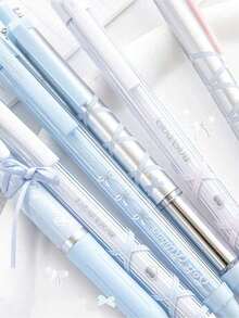 4支装软丝带凝胶笔套装，芭蕾主题，芭蕾丝带笔刷，0.38mm/0.5mm黑色按动式圆珠笔，速干黑色墨水，书写清晰，实用，适合学生，礼品 - 套裝 - 查看 6