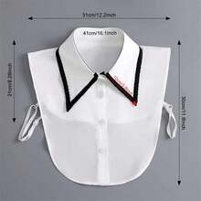 1件极简衬衫领插片，可拆卸可调节尖领配饰，男女通用休闲衬衫领设计，适合秋冬装扮 - L帶尖領雪紡白色 - 查看 3