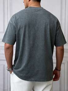 Herren Lässig Kurzarm Vintage Shirt, minimalistischer, entspannter Stil, geeignet für Arbeit und Zuhause - Grauviolett - Übersicht 4