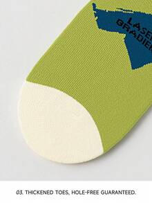 1 Pair Men's Colorblock Cream Graffiti Letter Personalized Artistic Design Combed Crew Socks, Suitable For Travel, Home, Office, Holiday Gifts - Multicolor - View 6