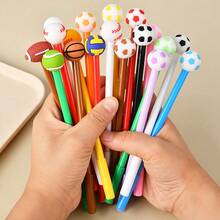 1 Set/1 Pc Football, Basketball, Rugby Shaped Cartoon Neutral Pen, Student Supplies, Learning Supplies, Black Ink Ballpoint Pen, Stationery, Birthday, Christmas Party Gift - Multicolor - View 2