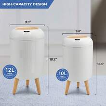 SUSTEAS Automatic Sensor Trash Cans 2PCS  Touchless Kitchen And Bathroom Trash Cans (10L + 12L), 2PCS, Odor-Proof Design, Battery-Powered, Convenient And Hygienic Waste Disposal (White) - 白色10L+12L - 查看 6