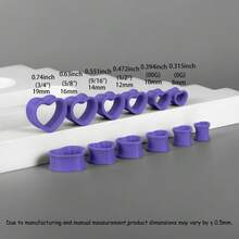 12个/8个装 细心多边形朋克风 8-19mm PLA耳扩，简约时尚个性化耳塞穿刺饰品 女士新款礼物 - 愛心 - 查看 11