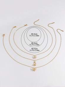 1pc Sparkling Butterfly Pendant Necklace Set, Including Cubic Zirconia Bowknot, Star Moon Butterfly, And Full Butterfly Pendants, Sweet Ins Style Suitable For Couples Dates/Casual Wear, Unique Butterfly Elements Make You Glow Without Clashing - Yellow Gold - View 7