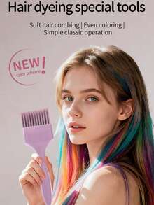 1pc Hair Dye Brush, Professional Hair Coloring Brush Soft Bristle Hair Dyeing Tool For Salon & Home DIY Hair Color Application - Multicolor - View 1
