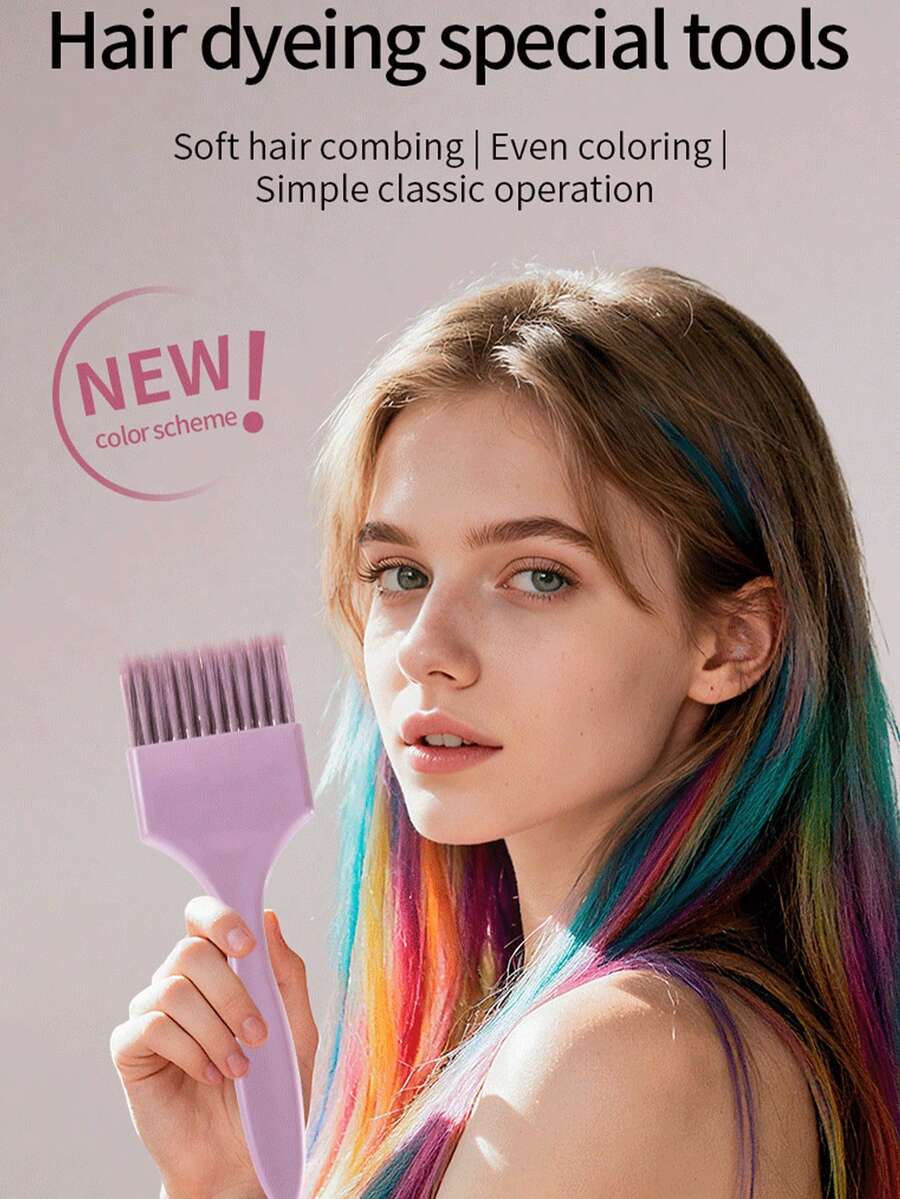 1pc Hair Dye Brush, Professional Hair Coloring Brush Soft Bristle Hair Dyeing Tool For Salon & Home DIY Hair Color Application - Multicolor - View 1