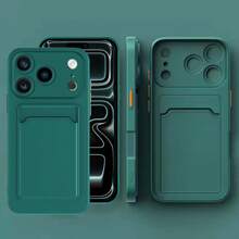 1pc Minimalist Green Card Holder Phone Case With Card Slots And Wallet, Lightweight Scratch-Resistant Protective Cover For Samsung Galaxy S26 Ultra/S26 Plus/S26/S26 Edge/S25 Ultra/S25 Plus/S25/S25 Edge/S25 FE/S24 Ultra/S24 Plus/S24/S23 Ultra/S23 Plus/S23/A56/A36/A26/A55/A35/A25/A15/A24/A34/A14/A16/A06 And Apple 17 Pro/17 Pro Max/17/16 Pro/16 Pro Max/16 Plus/16/16 E/SE 4/15 Pro/15 Pro Max/15 Plus/15/14 Pro/14 Pro Max/14 Plus/14 And Redmi - Green - View 2