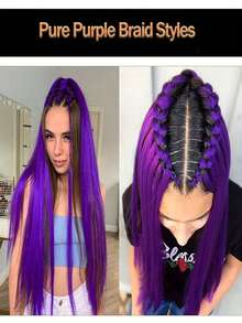 Lumi Braided Wig, Hunter Demon Wig, Pre-Braided Purple Braided Synthetic Wig, Suitable For Braiding, Cosplay, Christmas Costumes, Role-Playing Games, Holiday Parties, Christmas, New Year, Anime Cosplay, Party Outfits - Multicolor - View 2