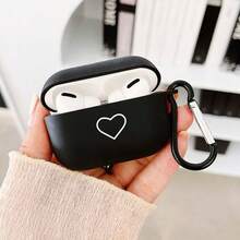 1个心形图案黑色软硅胶耳机保护套，适用于 2/Pro 3/Pro 4，哑光黑色耳机套 - 彩色 - 查看 2