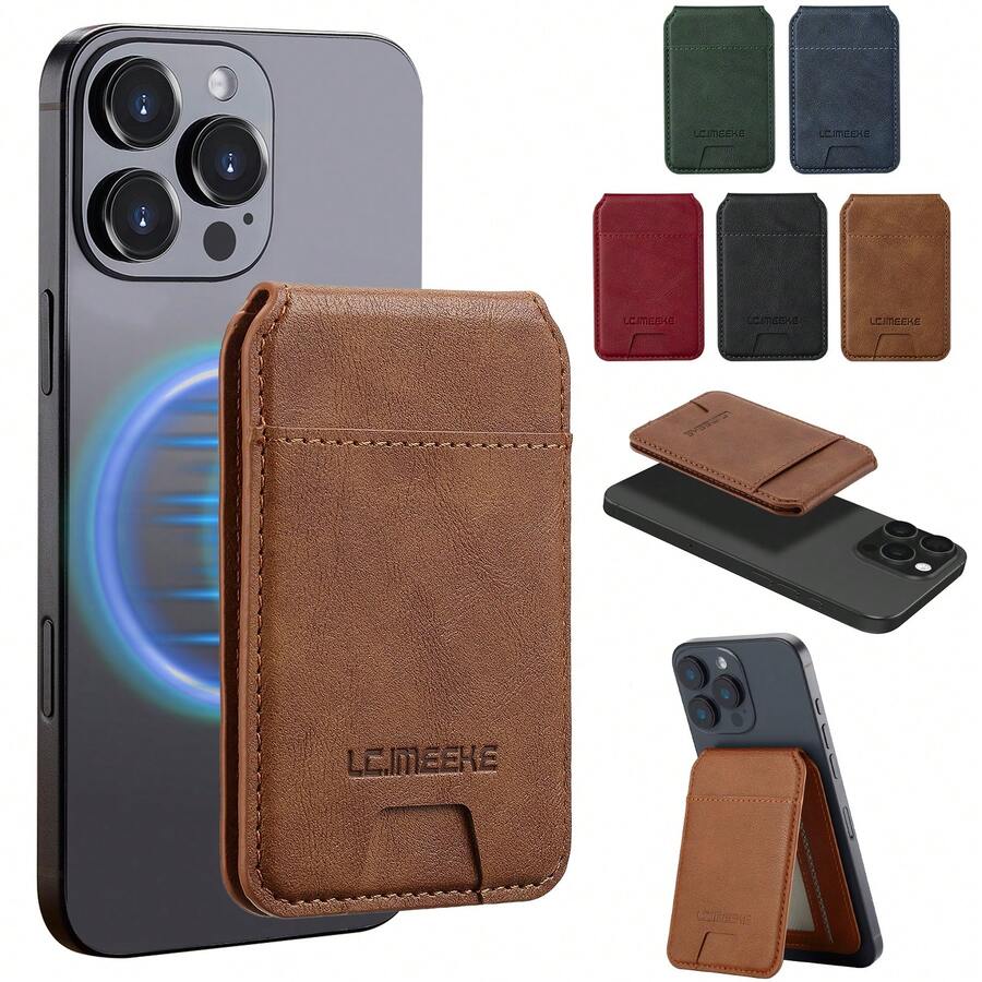 LC.IMEEKE 1个PU皮革磁吸卡包支架保护套配件，兼容 17、16、15、14、13、12系列Pro/Pro Max/Plus/Mini
