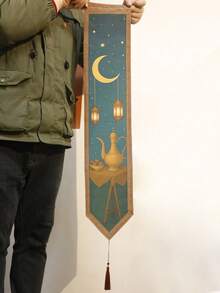 1件/2件装波西米亚风月亮星星挂毯，复古流苏灯笼图案挂毯，复古茶壶设计，优雅家居装饰，适用于客厅和卧室，完美契合波西米亚和神秘主题空间，节日和派对墙面装饰，馈赠亲朋好友的绝佳礼物 - 彩色 - 查看 10