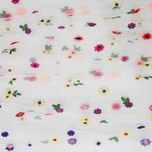 1 Piece Embroidery Daisy Table Runner Gauze Sheer Dining Rectangular Tablecloth Table Decoration Polyester For Home Holiday Wedding Birthday Reusable - White - View 5