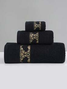 3/1pc Jacquard Towel Set, 1 Washcloth + 1 Hand Towel + 1 Bath Towel, Quick Drying, Soft Absorbent Terry Towels, Ideal For Home Bathroom, Face/Body Washing, Vacation - Multicolor - View 12