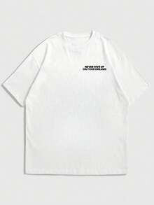 GRDR Men's Minimalist Motivational Slogan Print Short Sleeve T-Shirt, Comfortable & Breathable, For Summer - White - View 2