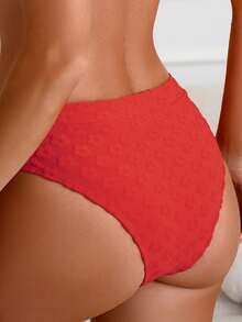 两件套印花可爱性感露背系带泳衣，红色，夏季海滩度假 - 紅色 - 查看 4